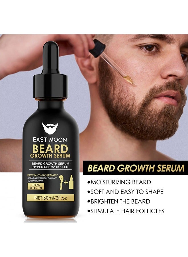 Beard Growth Serum Hyper Derma Roller- Men Rosemary oil Moustache  Growth Enhancer ​Anti Hair Loss Care Serum with Beard Rolle 60ml