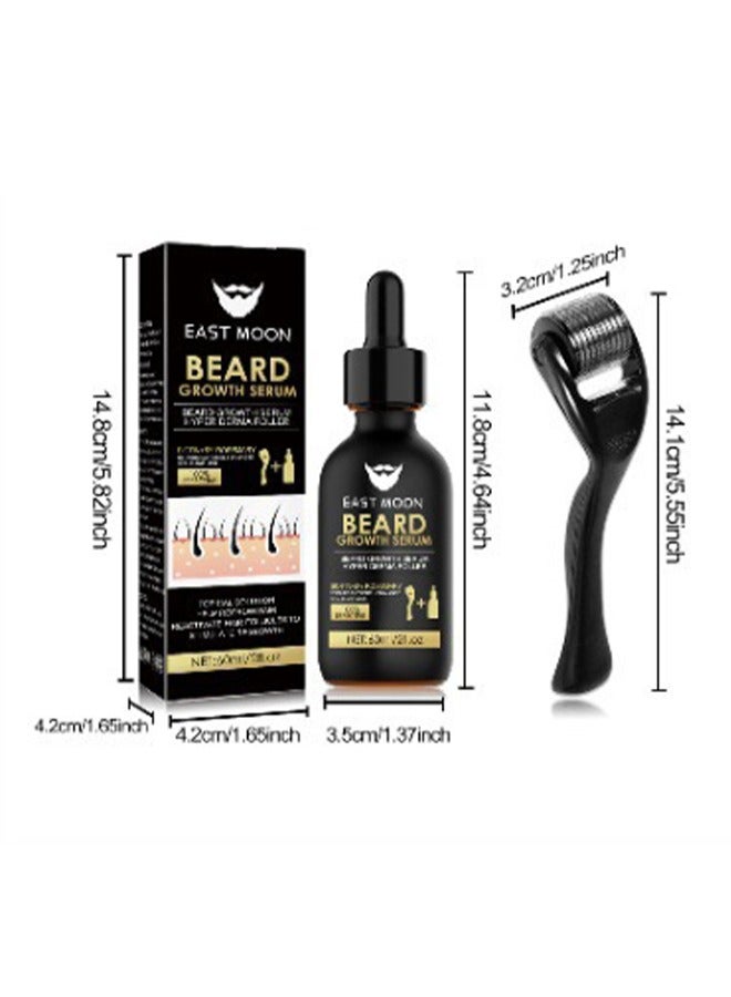 Beard Growth Serum Hyper Derma Roller- Men Rosemary oil Moustache  Growth Enhancer ​Anti Hair Loss Care Serum with Beard Rolle 60ml