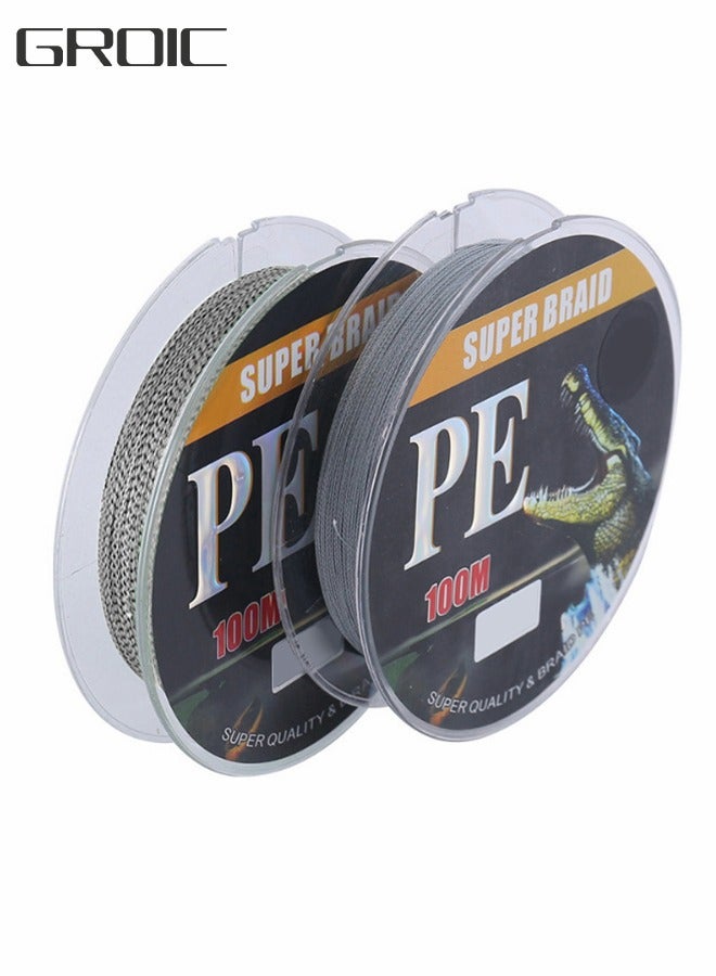 100M PE Fishing Line Braided String 8 Strands Super Strong Abrasion  Resistant Cast Longer Thinner Tensile Smooth for Saltwater Fresh Water - Grey