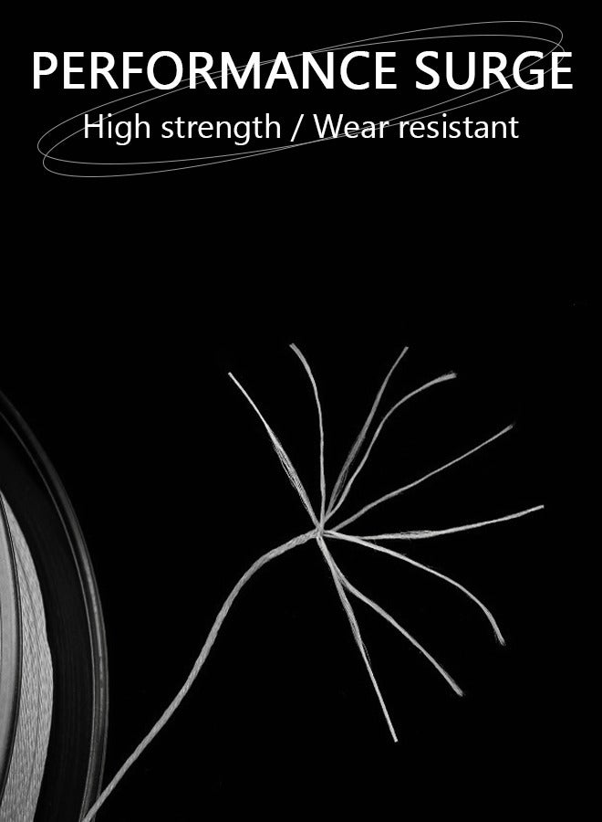 100M PE Fishing Line Braided String 8 Strands Super Strong Abrasion  Resistant Cast Longer Thinner Tensile Smooth for Saltwater Fresh Water - Grey