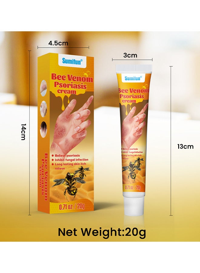 Bee Venom Psoriasis Cream, New Zealand Bee Venom Professional Psoriasis Cream For Itchy Skin Fast Relief Cream For Face And Body, Soothing And Moisturizing Psoriasis Cream 20G