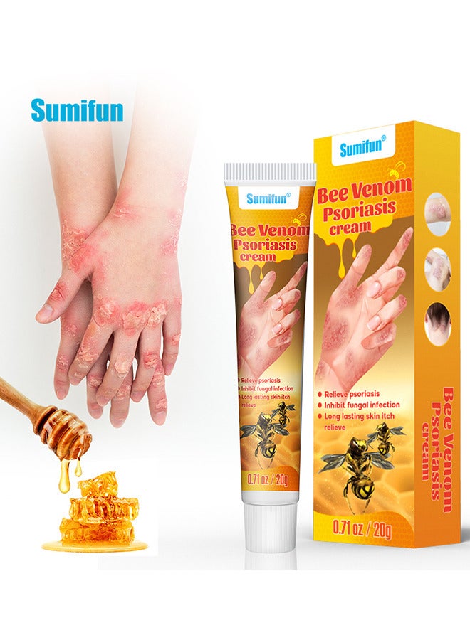 Bee Venom Psoriasis Cream, New Zealand Bee Venom Professional Psoriasis Cream For Itchy Skin Fast Relief Cream For Face And Body, Soothing And Moisturizing Psoriasis Cream 20G