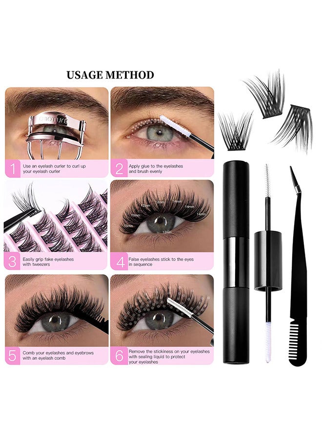 120 Clusters C Curl Individual Lashes Cluster Lashes DIY Eyelash Natural Look 3D Effect Black Individual False Eyelashes With Eyelash Glue