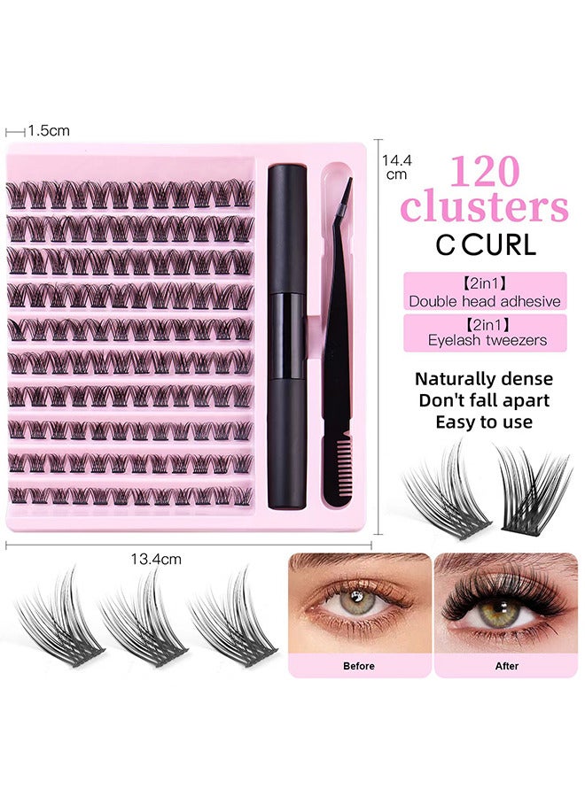 120 Clusters C Curl Individual Lashes Cluster Lashes DIY Eyelash Natural Look 3D Effect Black Individual False Eyelashes With Eyelash Glue