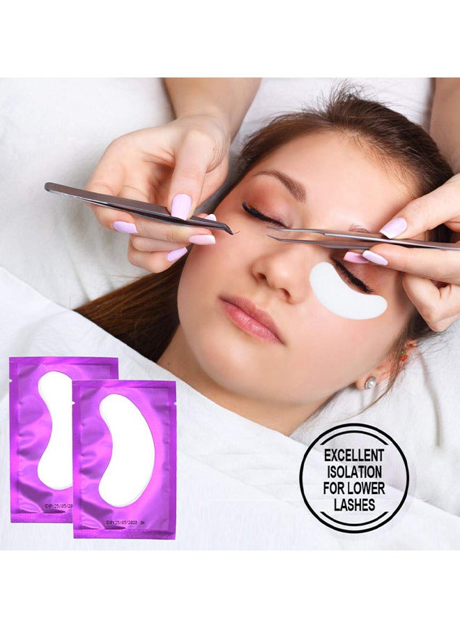 Under Eye Pads, 50 Pairs Eyelash Extension Lint Free Gel Patches For Beauty Salon False Eyelash Extensions Grafting (Purple)