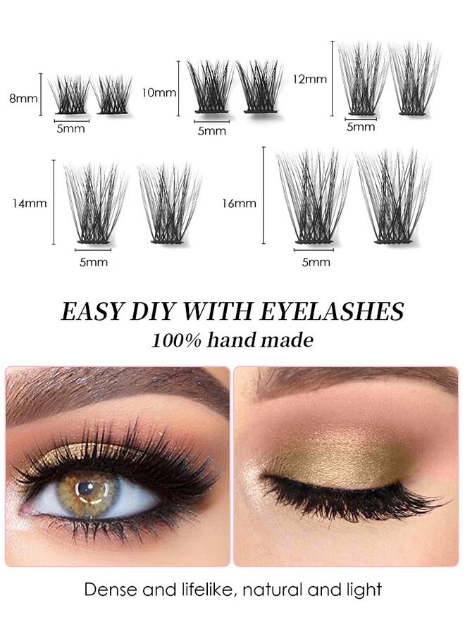 Natural Lash Clusters Wispy Cluster Eyelash Extensions Individual Cluster Lashes 8-16MM, 140PCS Eyelash Extension C Curl Eyelash Clusters, Individuals Cluster Lash DIY