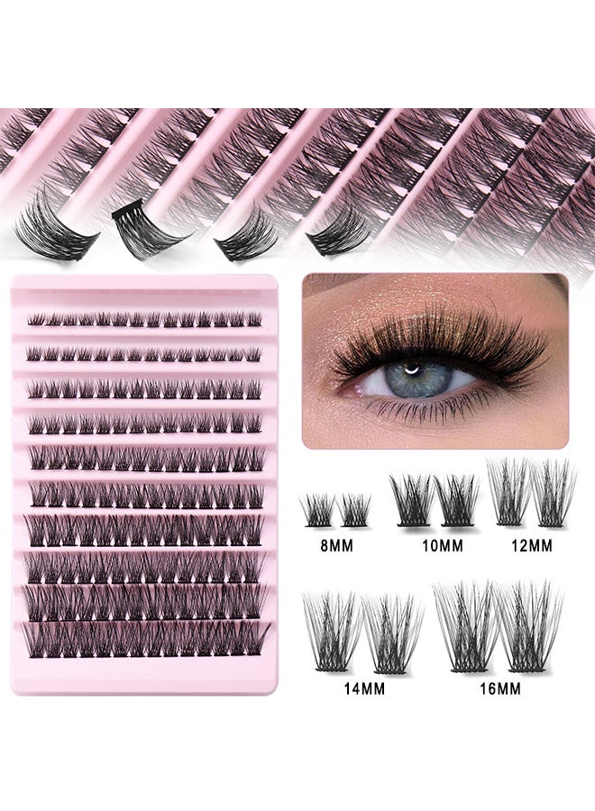 Natural Lash Clusters Wispy Cluster Eyelash Extensions Individual Cluster Lashes 8-16MM, 140PCS Eyelash Extension C Curl Eyelash Clusters, Individuals Cluster Lash DIY