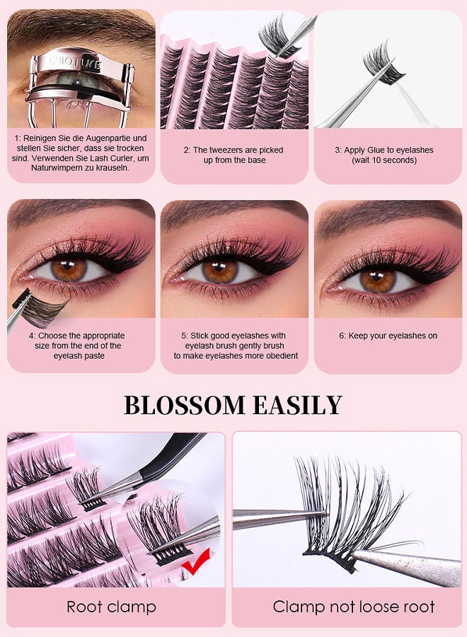 Natural Lash Clusters Wispy Cluster Eyelash Extensions Individual Cluster Lashes 8-16MM, 140PCS Eyelash Extension C Curl Eyelash Clusters, Individuals Cluster Lash DIY