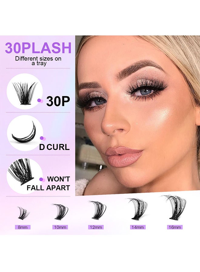 280PCS DIY Lash Extension Kit Lash Clusters Kit Individual Cluster Lashes With Waterproof Lash Bond And Seal And Tweezers D Curl Eyelash Extension Kit