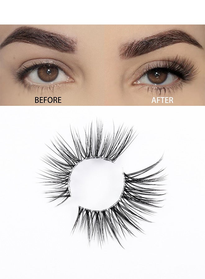 Half Lashes Natural Look Wispy Soft Strip Mink Eyelashes Cat Eye 3D Curl Short False Lashes 7 Pairs