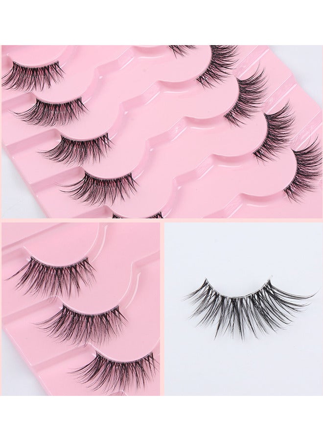 Half Lashes Natural Look Wispy Soft Strip Mink Eyelashes Cat Eye 3D Curl Short False Lashes 7 Pairs