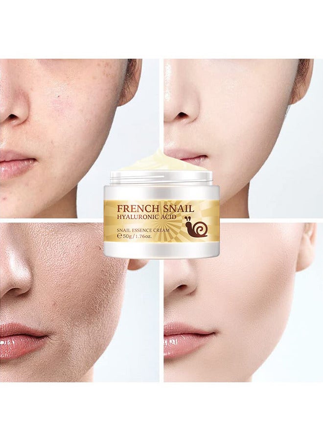 Snail Essence Face Cream, Moisturizing Acne Scar Removal Cream Improve Skin Nourishing Collagen Essence Cream For Improve Damaged Skin, 50G