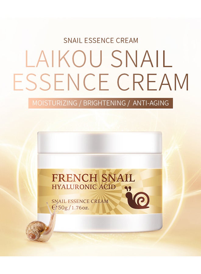 Snail Essence Face Cream, Moisturizing Acne Scar Removal Cream Improve Skin Nourishing Collagen Essence Cream For Improve Damaged Skin, 50G