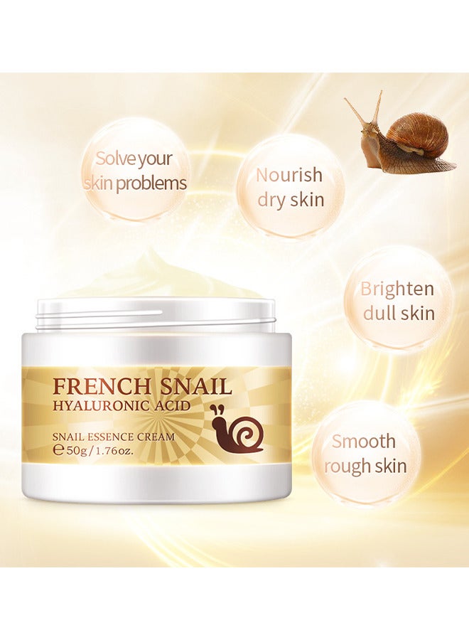 Snail Essence Face Cream, Moisturizing Acne Scar Removal Cream Improve Skin Nourishing Collagen Essence Cream For Improve Damaged Skin, 50G