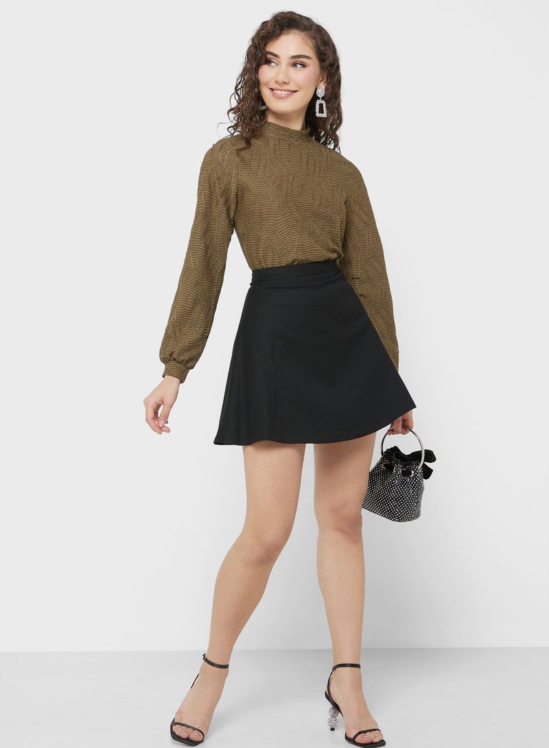 Ruffle Belted Midi Shirt Dress