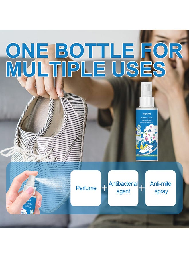 Shoes And Socks Bacteriostatic Deodorizing Spray, Foot Care Shoe Odor Eliminator Deodorizer Spray And Removes Bad Smells Of Boots Heels Tennis Shoe Cleats Sneakers Ballet Shoe Sports Shoes And More