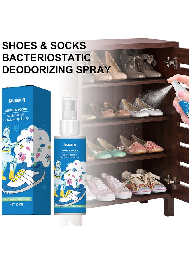 Shoes And Socks Bacteriostatic Deodorizing Spray, Foot Care Shoe Odor Eliminator Deodorizer Spray And Removes Bad Smells Of Boots Heels Tennis Shoe Cleats Sneakers Ballet Shoe Sports Shoes And More