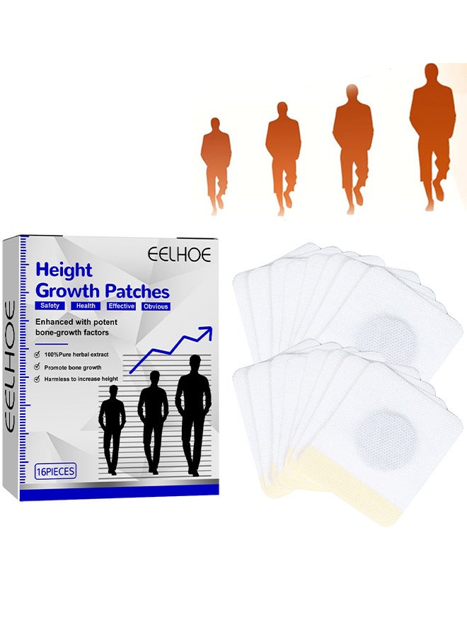 16 PCS Height Growth Patches, Plant Heightening Patch, Plantar Acupoint Stimulation, Plant Extracts Promote Bone Growth, Plantar Acupoints Stimulate Healthy Height Growth Care Patch