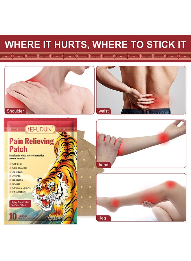 Pain Relieving Patches, Chinese Tiger Patch, Tiger Balm For All Parts Of Body, Shoulder Pain, Back Pain, Knee Pain, Arthritis Pain, Bone Pain Relief Back Pain Patch, Targeted Pain Relief (20 Patches)