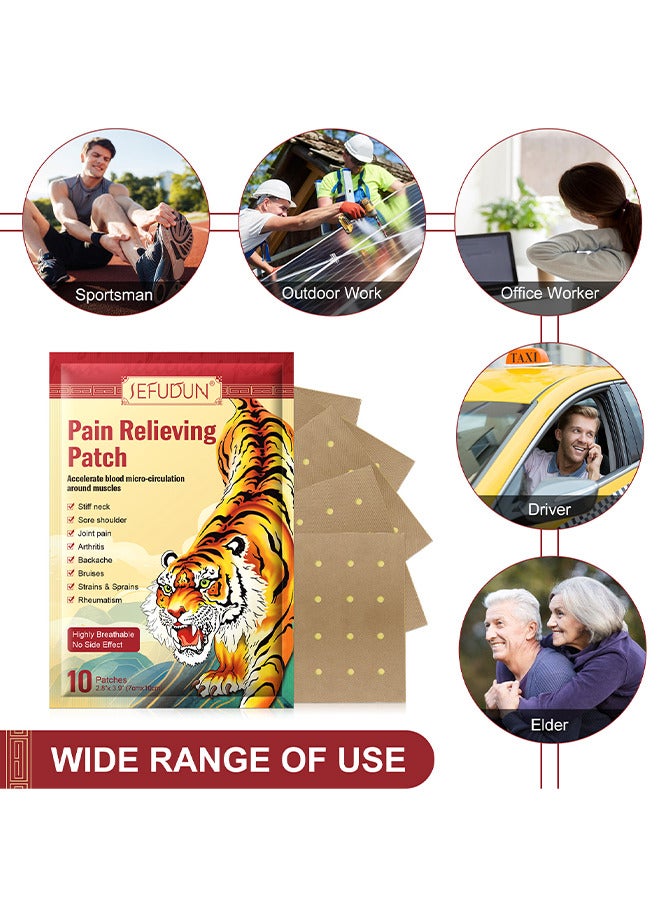 Pain Relieving Patches, Chinese Tiger Patch, Tiger Balm For All Parts Of Body, Shoulder Pain, Back Pain, Knee Pain, Arthritis Pain, Bone Pain Relief Back Pain Patch, Targeted Pain Relief (20 Patches)