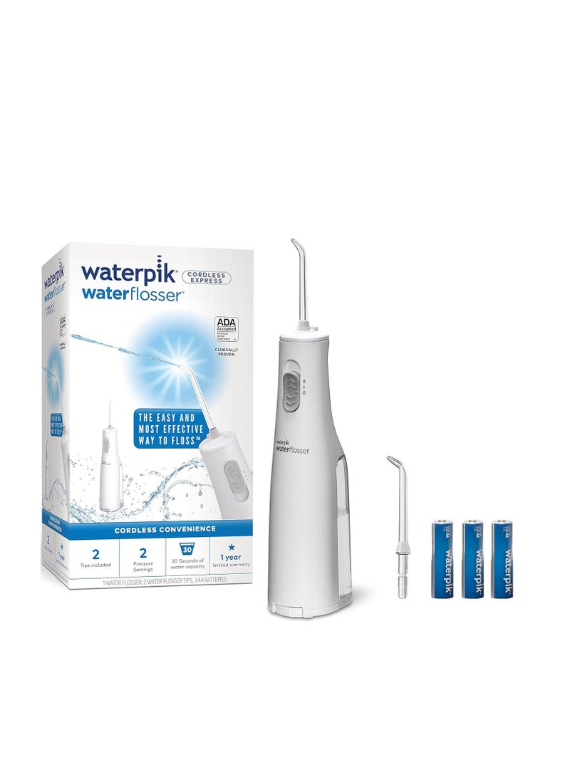 Waterpik Cordless Water Flosser, Battery Operated & Portable for Travel & Home, ADA Accepted Cordless Express, White WF-02(Packaging may vary)