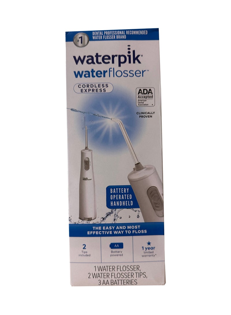 Waterpik Cordless Water Flosser, Battery Operated & Portable for Travel & Home, ADA Accepted Cordless Express, White WF-02(Packaging may vary)