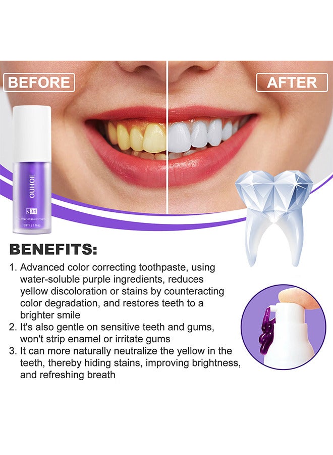 Teeth Color Corrector Serum, Purple Teeth Brightening Toothpaste, Remove Stains, Teeth Brightening Purple Toothpaste, Remove Coffee, Stains, Yellow Teeth (30ML)