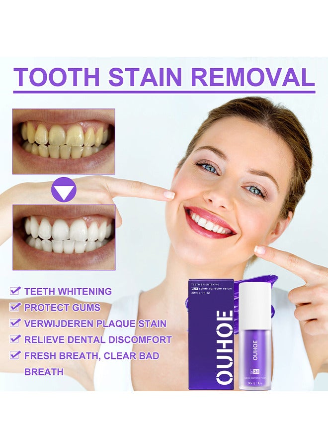 Teeth Color Corrector Serum, Purple Teeth Brightening Toothpaste, Remove Stains, Teeth Brightening Purple Toothpaste, Remove Coffee, Stains, Yellow Teeth (30ML)