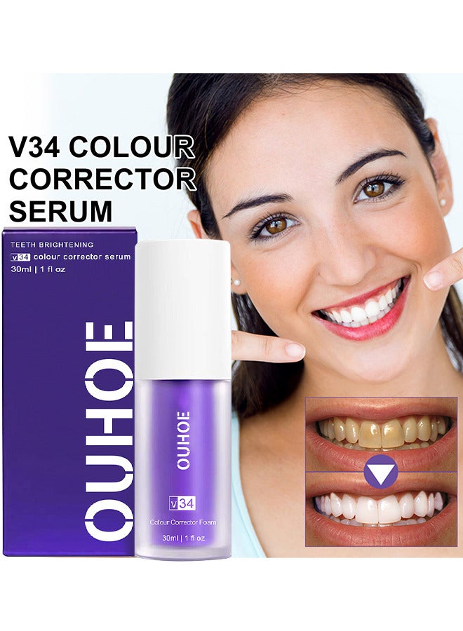 Teeth Color Corrector Serum, Purple Teeth Brightening Toothpaste, Remove Stains, Teeth Brightening Purple Toothpaste, Remove Coffee, Stains, Yellow Teeth (30ML)