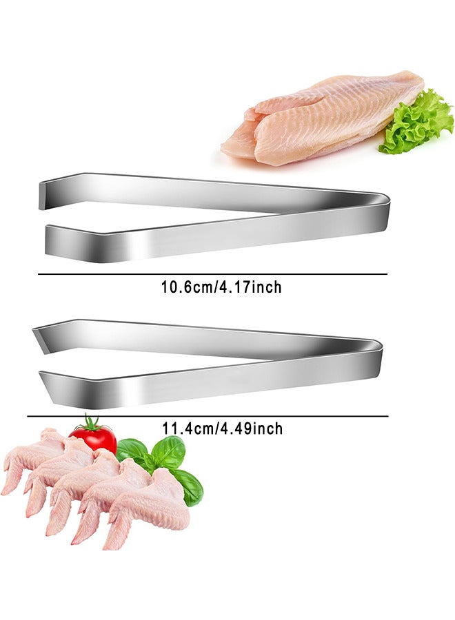 2 Pieces Fish Bone Tweezers Set Includes Stainless Steel Tongs Tweezers Fish Scale Scraper Removers Flat And Slant Tweezers Pliers For Chef Cooking Utensils, Sea Food, Beauty Tools