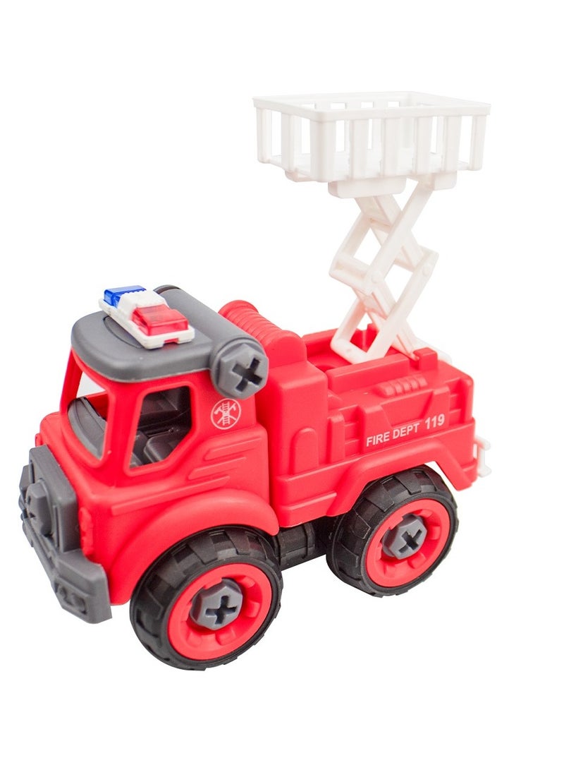 UKR 4 Fire Engine Truck Playset - Large Fire Station Game for Boys | Includes Red Cars, Traffic Signs & Accessories | Perfect Birthday Gift & Present