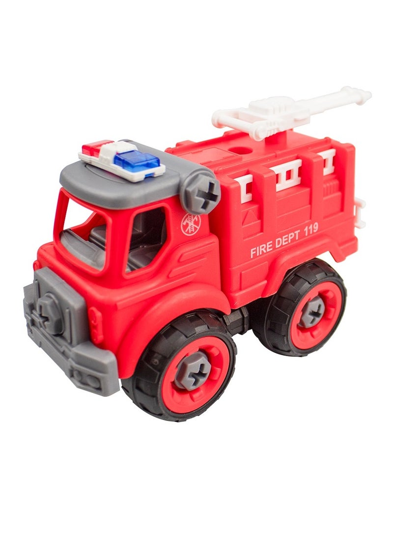 UKR 4 Fire Engine Truck Playset - Large Fire Station Game for Boys | Includes Red Cars, Traffic Signs & Accessories | Perfect Birthday Gift & Present