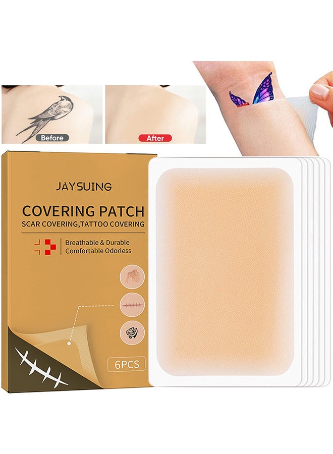 Tattoo Covering Up Sticker Ultra Thin Patch, Tattoo Concealing Tape Breathable And Waterproof Skin Concealing Tape Tattoo Flaw Conceal Sticker Patch Scar Cover Sticker (6PCS Skin Primary Color)