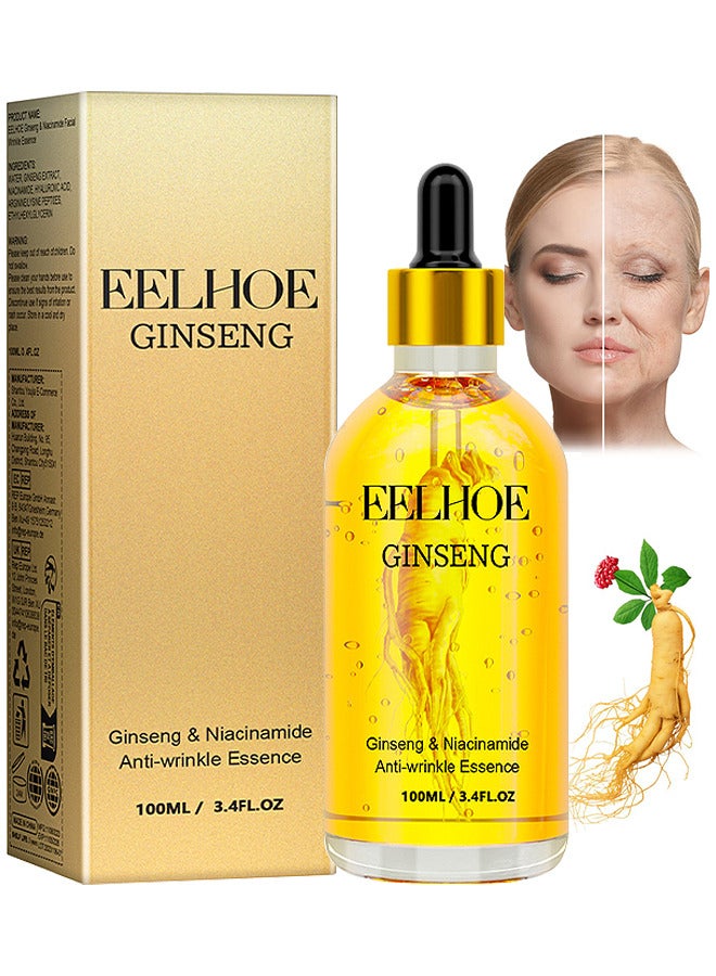 Ginseng And Niacinamide Anti-Wrinkle Essence, Ginseng Anti Ageing Serum For Women, Fade The Eyes Of Fine Lines And Lines, Tighten The Face, Moisturize The Skin Essence