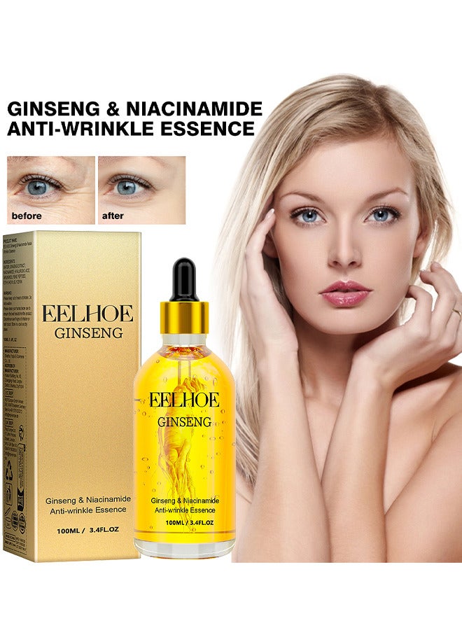 Ginseng And Niacinamide Anti-Wrinkle Essence, Ginseng Anti Ageing Serum For Women, Fade The Eyes Of Fine Lines And Lines, Tighten The Face, Moisturize The Skin Essence