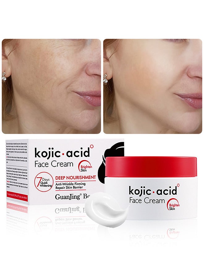 Kojic Acid Face Cream 50G, Moisturizing Hydrate And Nourish The Skin, Lightweight Non-Greasy Deep Penetration Anti-Aging, Spots Or Acne Scars In A Effective Way