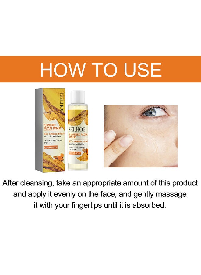 100% Turmeric Extract Facial Toner, Dark Spot Correcting Toner For Face, Reduces Hyperpigmentation, Antil Aging Linghten Spots Age Spots, Sun Spots And Improves Skin Tone, Calming And Smoothing Skin