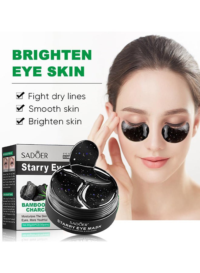 Brightening Bamboo Charcoal Starry Eye Mask, Moisturizes The Skin Around The Eyes More Youthful, Reduction Of Fine Lines And Wrinkles 60PCS/30Pairs