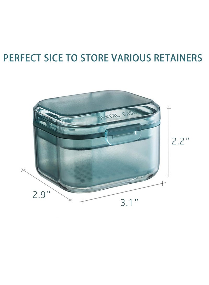 Leak Proof Denture Case, Retainer Case Orthodontic Denture Cup with Strainer, with Drain Tray, for Dentures, Partial Dentures, Traditional Braces, Etc