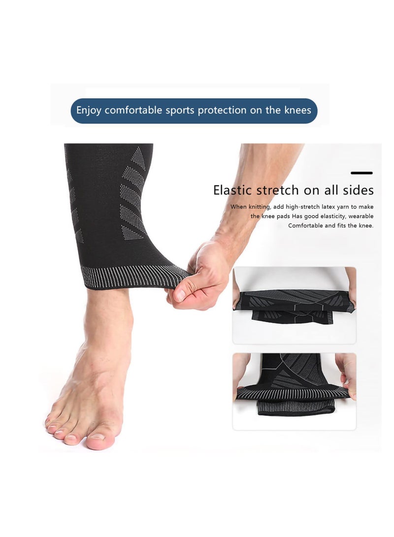 Long Leg Compression Sleeve for Men - Knee Brace for Pain Relief, Running, Arthritis, ACL Support - L