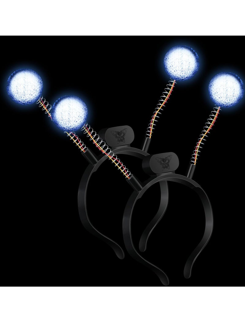 2 Pcs Martian Antenna Headband, Light up Alien Headband Glitter Alien Martian Antenna Alien Accessories for Party Cosplay
