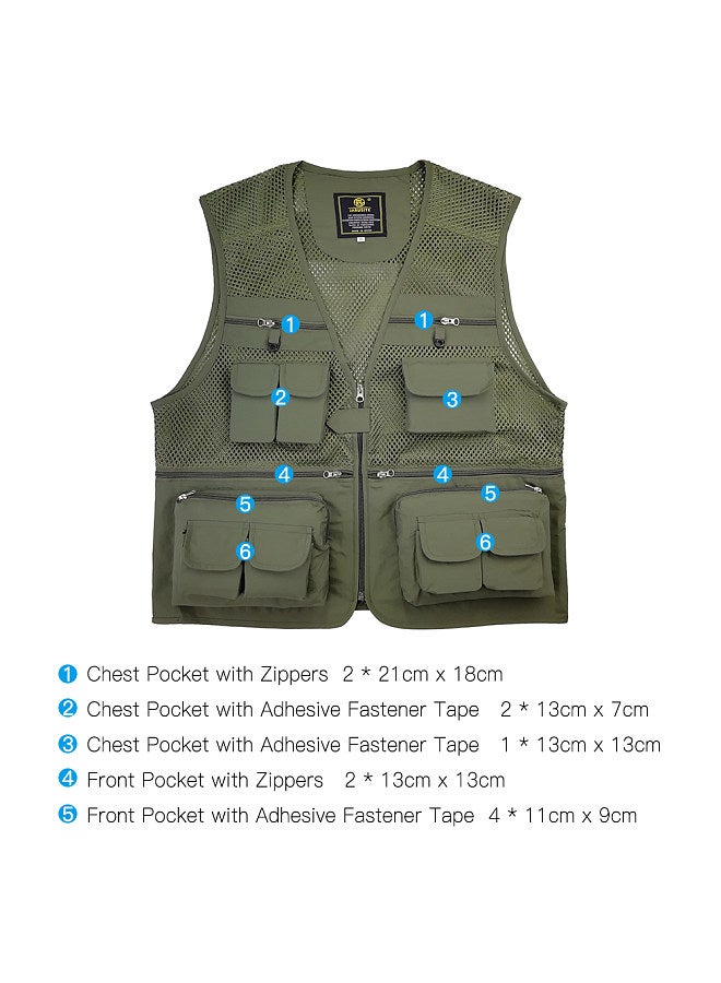 Fishing Vest Breathable Fishing Travel Mesh Vest with Zipper Pockets Summer Work Vest for Outdoor Activities