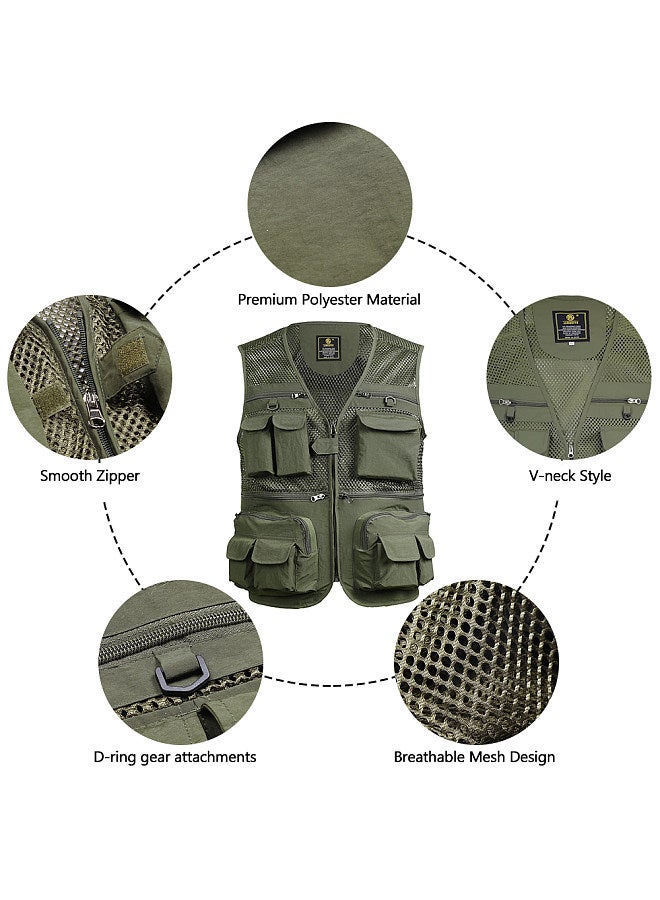 Fishing Vest Breathable Fishing Travel Mesh Vest with Zipper Pockets Summer Work Vest for Outdoor Activities