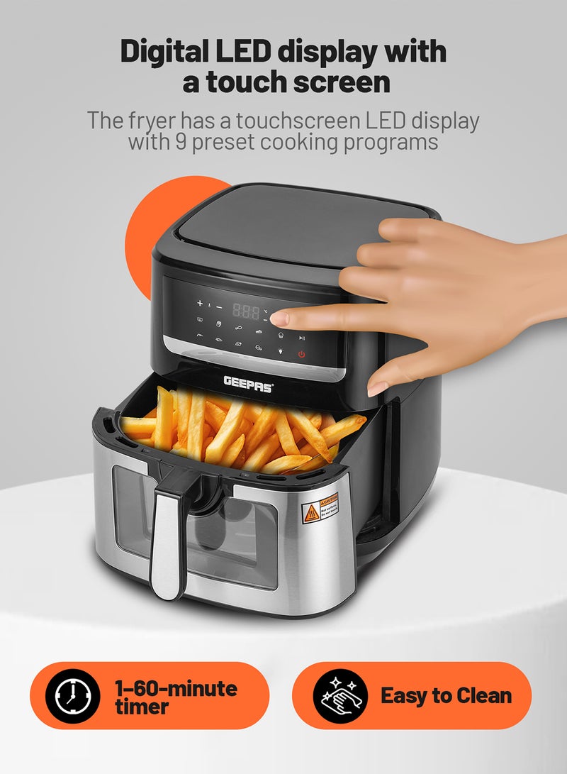 Double Heating Digital Air Fryer 7.5 L | Vortex Frying Technology | Digital Display 1-60 min Timer | 9 Preset Programs, Fries Chicken & more | 2 Years Warranty 7.5 L 2150 W GAF37543 Black/Silver