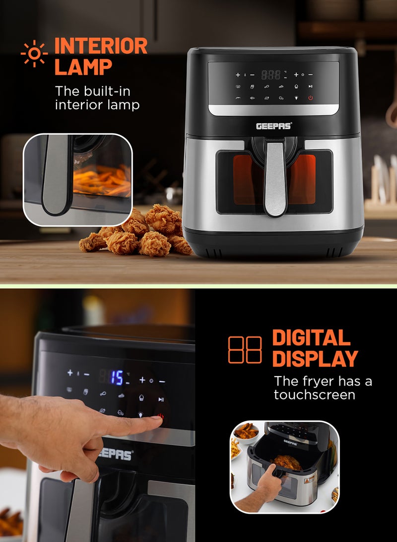 Double Heating Digital Air Fryer 7.5 L | Vortex Frying Technology | Digital Display 1-60 min Timer | 9 Preset Programs, Fries Chicken & more | 2 Years Warranty 7.5 L 2150 W GAF37543 Black/Silver