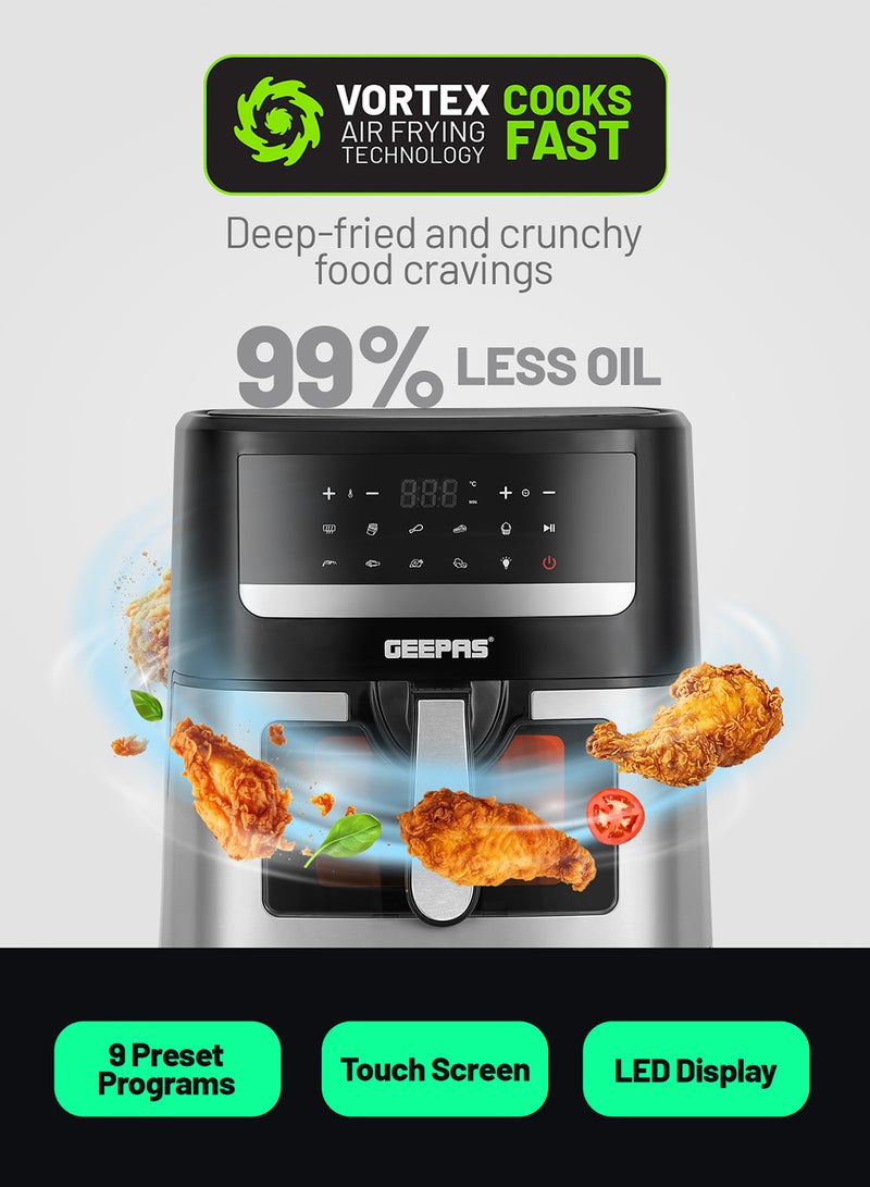 Double Heating Digital Air Fryer 9.2 L Vortex Frying Technology | Digital Display 1-60 Min Timer| 9 Preset Programs For Fries, Steak, Chicken & more | 2 Years Warranty 9.2 L 2150 W GAF37544 Black/Silver