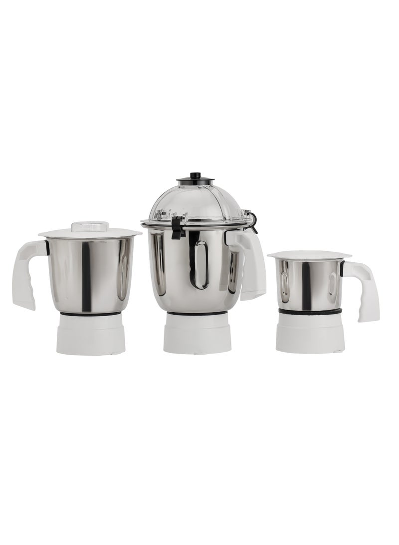 3 In 1 Mixer Grinder With Stainless Steel Blade & Jar, Multi Safe Protection, Anti Slip Feet, Heavy Duty Double Ball Bearing Motor, Low Vibration, High Power Transmission, Rotary Speed Control 1200 W GSB44114 White