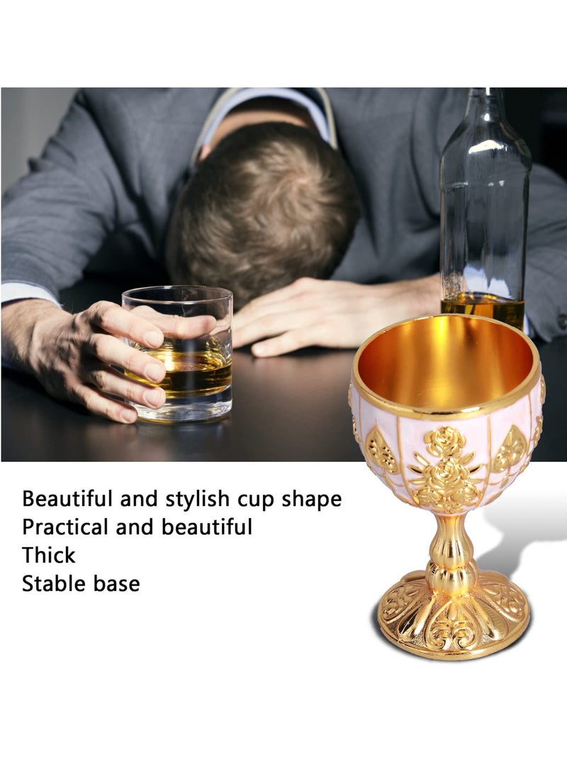 Vintage Brass Embossed Goblet Cup, 2 Pcs 30mlGold Wine Glasses Wine Goblet, Goblet Golden Wine Glasses Embossed Cup Metal Embossed Wine Cup Wine Liqueur Cup Shot Glass for Kitchen