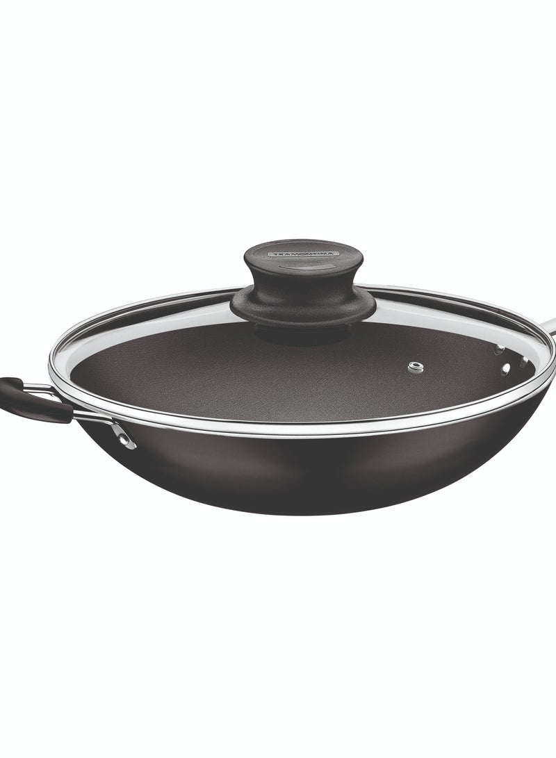 Brazil Loreto 32cm 4.4L Graphite Aluminum Wok Pan with Interior Starflon Max Nonstick Coating, Made in Brazil