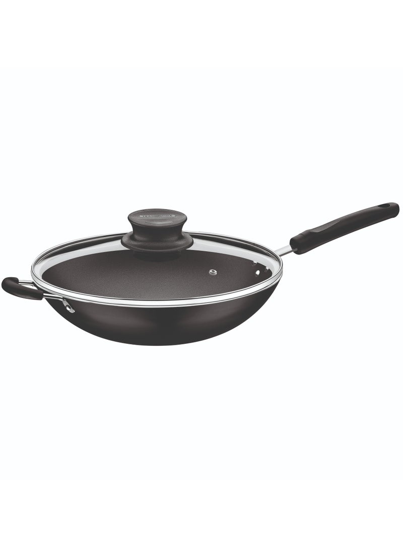 Brazil Loreto 32cm 4.4L Graphite Aluminum Wok Pan with Interior Starflon Max Nonstick Coating, Made in Brazil